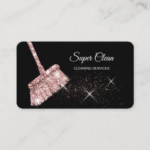Tarjeta De Visita Sirvienta Limpieza de Casa Dorado rosa brillante N