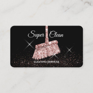 Tarjeta De Visita Sirvienta Limpieza de Casa Dorado rosa brillante N
