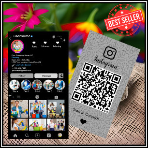 Tarjeta De Visita Sirvienta Limpieza Instagram Gris Código QR Tarjet
