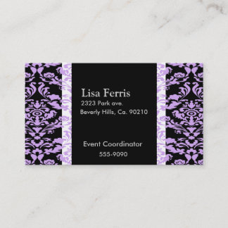 Tarjeta De Visita Sistema elegante rococó del negro de la lavanda