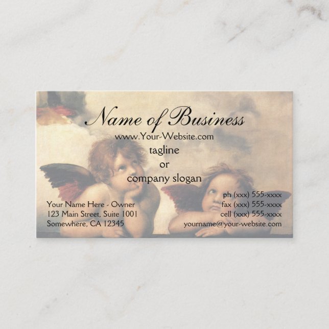 Tarjeta De Visita Sistine Madonna Angels por Raphael Raffaello (Anverso)