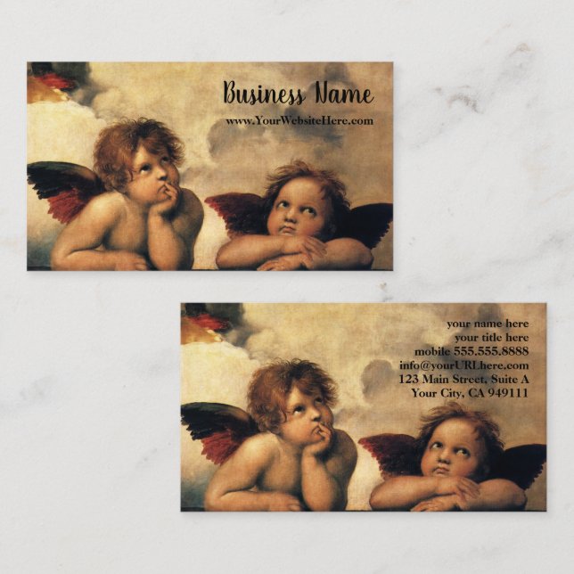 Tarjeta De Visita Sistine Madonna Angels por Raphael Raffaello (Anverso / Reverso)