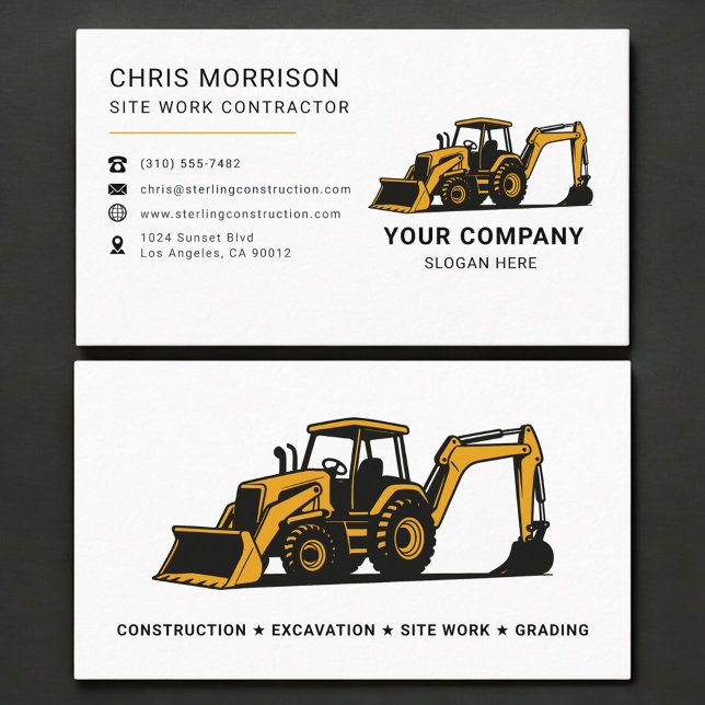 Tarjeta De Visita Site Work Contractor Professional (Subido por el creador)