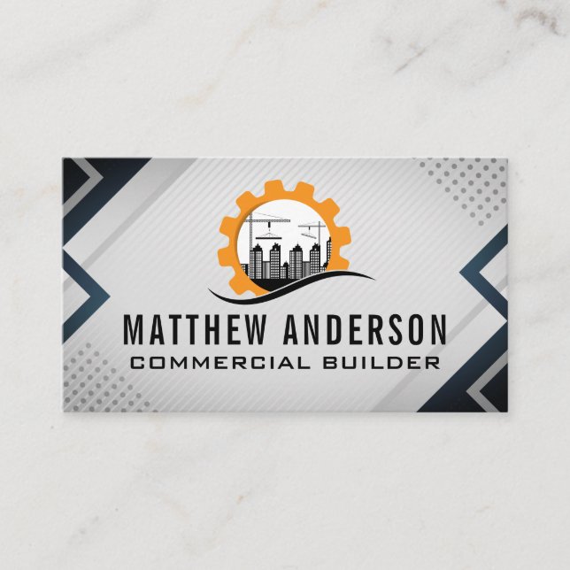 Tarjeta De Visita Sitio de Construcción | Constructor | Ingeniero (Anverso)