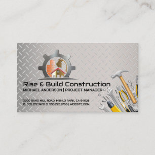 Tarjeta De Visita Sitio de Construcción Herramientas de Obrero