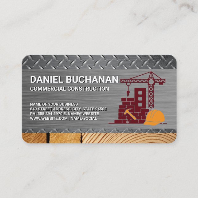 Tarjeta De Visita Sitio de Construcción | Material de Construcción | (Anverso)