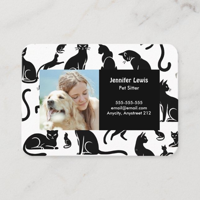 Tarjeta De Visita Sitio del Mascota de foto y nombre de personalizab (Anverso)