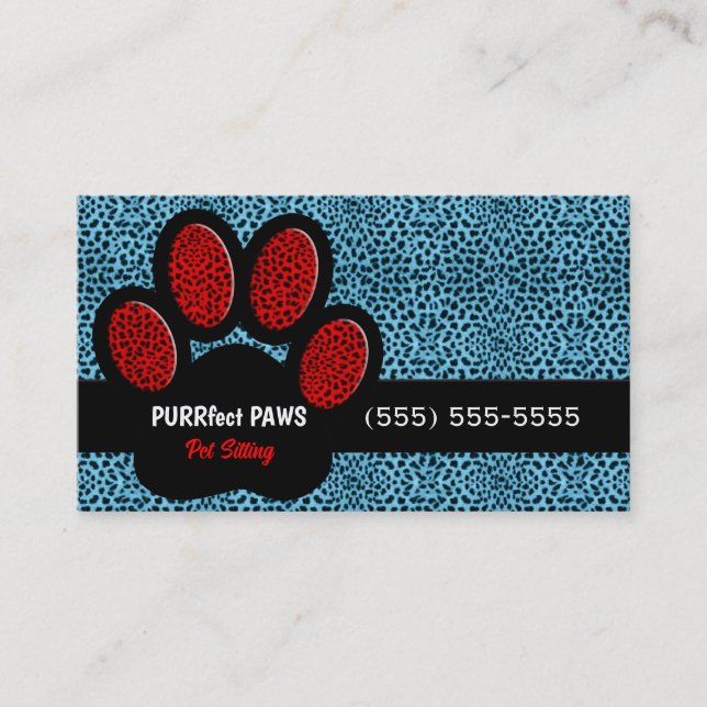 Tarjeta De Visita Sitio del Mascota Paw Personalizado de impresión c (Anverso)