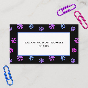 Tarjeta De Visita Sitio Mascota profesional de impresión Purple Pink