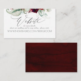 Tarjeta De Visita Sitio web boda Burgundy Red Floral