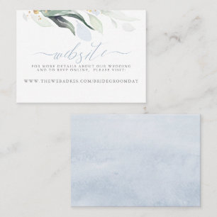 Tarjeta De Visita Sitio web Boda Dusty Blue Greenery