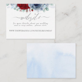 Tarjeta De Visita Sitio web boda Dusty Blue Red Flowers
