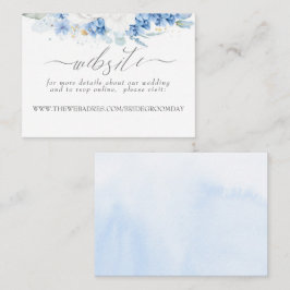 Tarjeta De Visita Sitio web boda Dusty Blue White Flowers