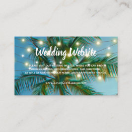 Tarjeta De Visita Sitio web boda Tropical Beach String Lights Ombre