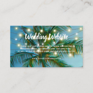 Tarjeta De Visita Sitio web boda Tropical Beach String Lights Ombre