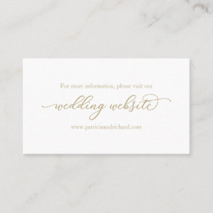 Tarjeta De Visita Sitio web de boda con caligrafía dorada elegante