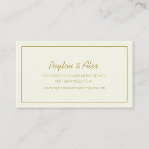 Tarjeta De Visita Sitio web de boda de crema y oro
