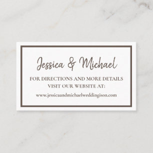 Tarjeta De Visita Sitio web de boda de escritura marrón blanco