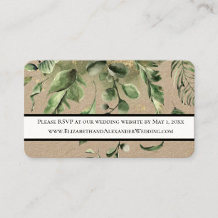 Tarjeta De Visita Sitio web de Boda de follaje verde RSVP Mini