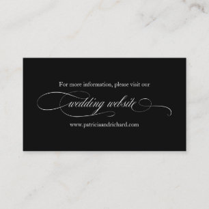 Tarjeta De Visita Sitio web de boda elegante en blanco y negro