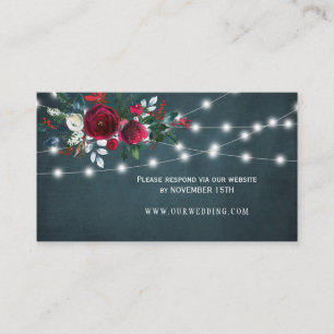 Tarjeta De Visita Sitio web de boda floral rústico invernal RSVP ins