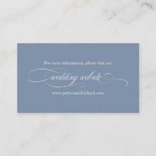 Tarjeta De Visita Sitio web de boda simple elegante azul polvoriento