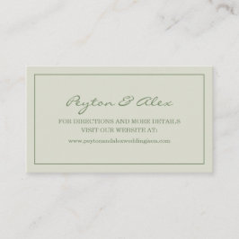 Tarjeta De Visita Sitio web de boda verde suave y elegante moderno