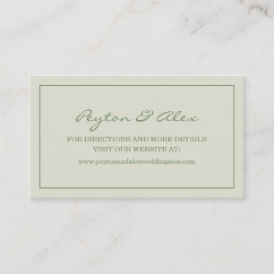 Tarjeta De Visita Sitio web de boda verde suave y elegante moderno