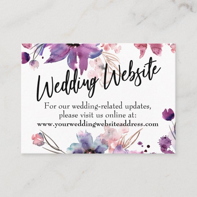 Tarjeta De Visita Sitio web de Bodas de Florals modernos, guarda la  (Anverso)