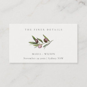 Tarjeta De Visita Sitio web de Bodas de la rama de olivo mínimo rúst