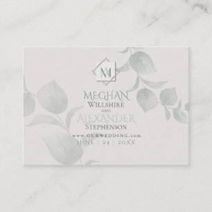Tarjeta De Visita Sitio web de bodas   Eucalyptus de sabio plateado