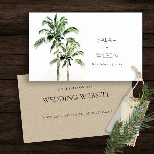 Tarjeta De Visita Sitio web de Bodas Rústicos de Palmeras Tropicales