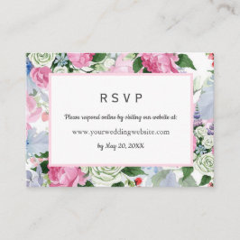 Tarjeta De Visita Sitio web de Boho rosa Floral Wedding RSVP