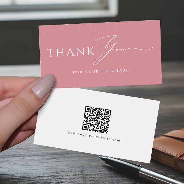 Tarjeta De Visita Sitio web de código QR de agradecimiento rosa polv (Subido por el creador)