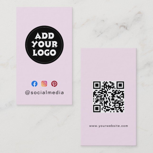 Tarjeta De Visita Sitio web de código QR de redes sociales con logot (Anverso / Reverso)