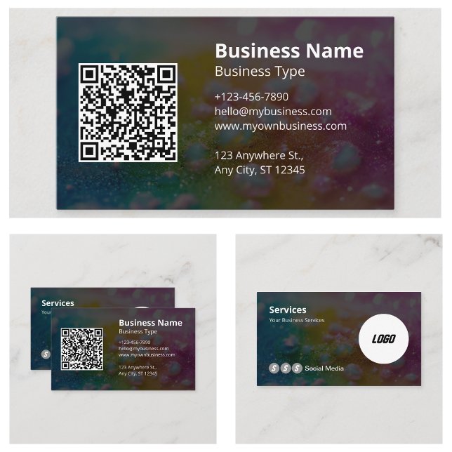 Tarjeta De Visita Sitio web de código QR profesional moderno de rede (Modern Professional QR Code Website Social Media Business Cards)