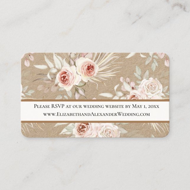 Tarjeta De Visita Sitio web de Delicate Boda Floral RSVP Mini (Anverso)
