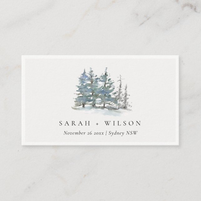 Tarjeta De Visita Sitio web de la Boda de Dusky Green Blue Pine Wood (Anverso)