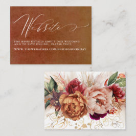 Tarjeta De Visita Sitio web de Terracotta Floral Pampas Grass Boda