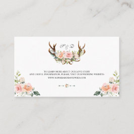 Tarjeta De Visita Sitio web del Boda Charm Pink Rubor Floral Antlers