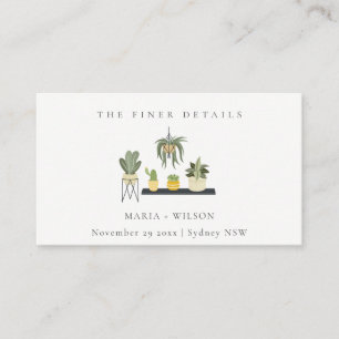 Tarjeta De Visita Sitio web del Boda Cute Potted Leafy Succulent Pla