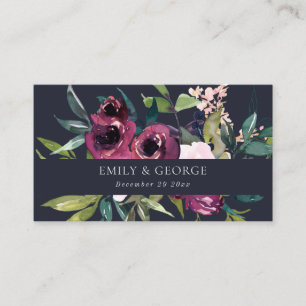 TARJETA DE VISITA SITIO WEB DEL BODA DE BUNCH FLORAL DE NAVY RUBOR B