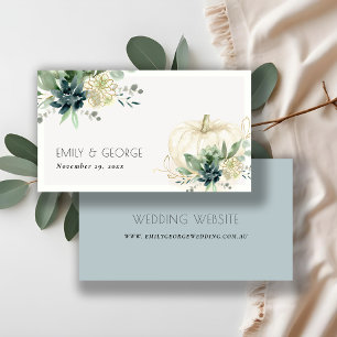 Tarjeta De Visita Sitio web del Boda de calabaza Dusky Blue Succulum