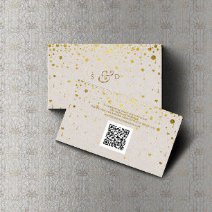Tarjeta De Visita Sitio web del Boda de cuero de confetti de oro de 
