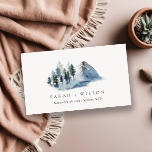 Tarjeta De Visita Sitio web del Boda de las montañas Green Blue Pine