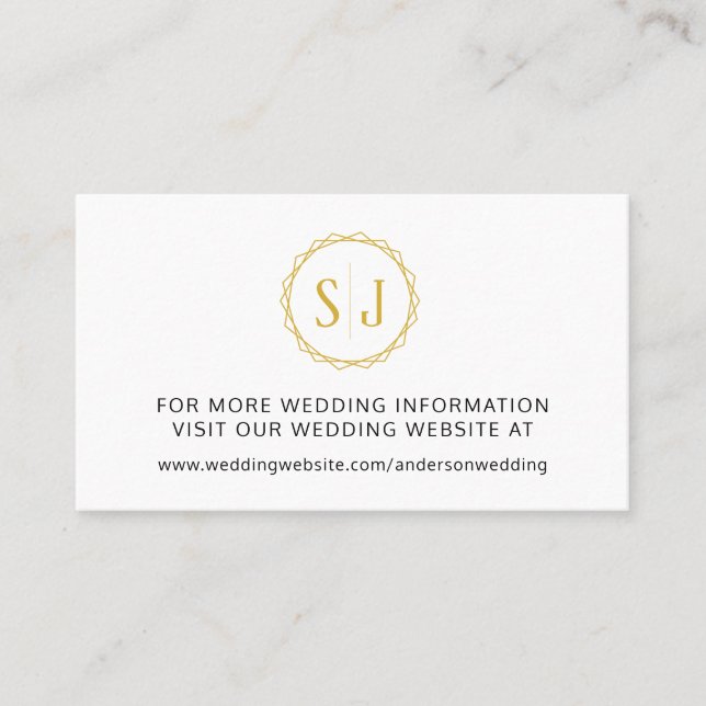 Tarjeta De Visita Sitio web del Boda del monograma de oro (Anverso)