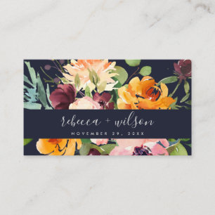 TARJETA DE VISITA SITIO WEB DEL BODA DEL NARANJA FLORA BUNCH DE NAVY