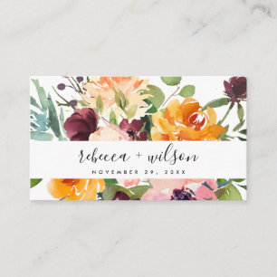 TARJETA DE VISITA SITIO WEB DEL BODA FLORA BUNCH, NARANJA AMARILLO B