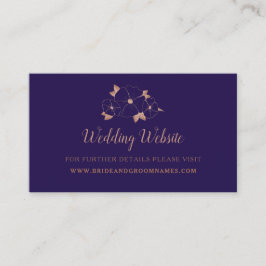 Tarjeta De Visita Sitio web del boda floral azul de cobre y medianoc