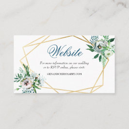 Tarjeta De Visita Sitio Web del Boda Geométrico Azul Floral Boho